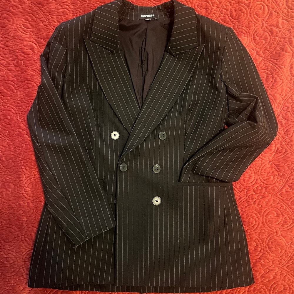 EXPRESS women’s double breasted pinstripe blazer